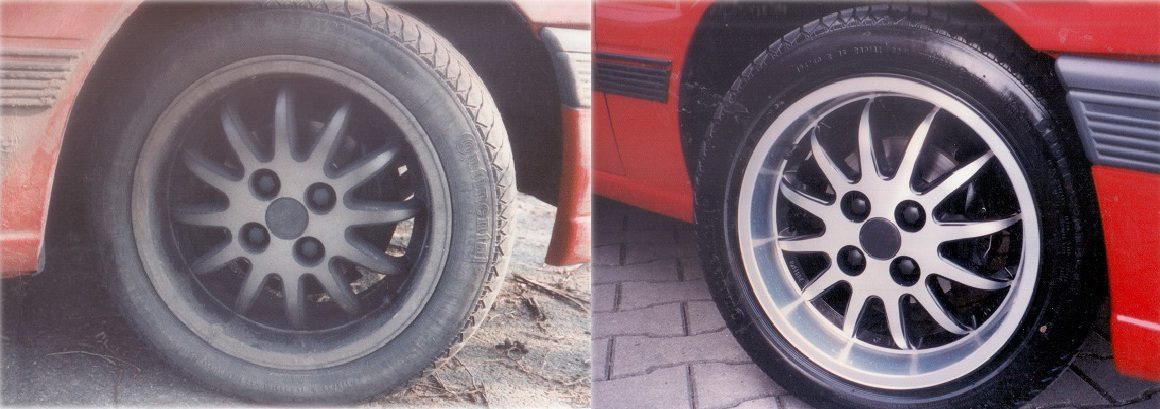 Vorher-Nachher: Alufelge vor und nach der Felgenreinigung